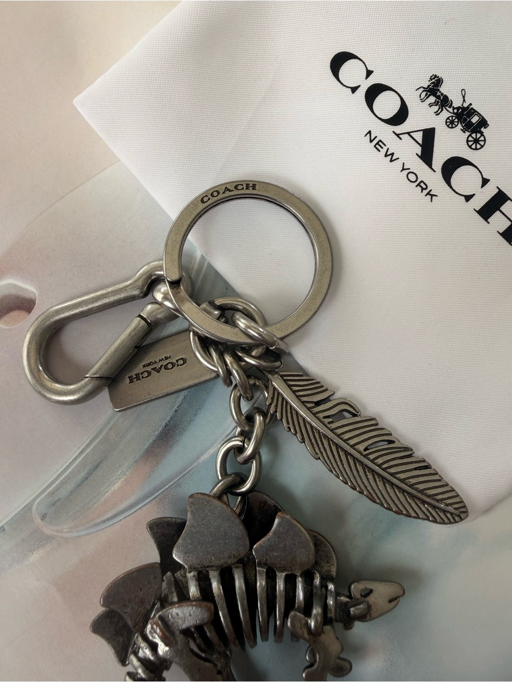 Coach Lexie dinosaur keychain Charm new metal heavy with dust bag new - Picture 5 of 7
